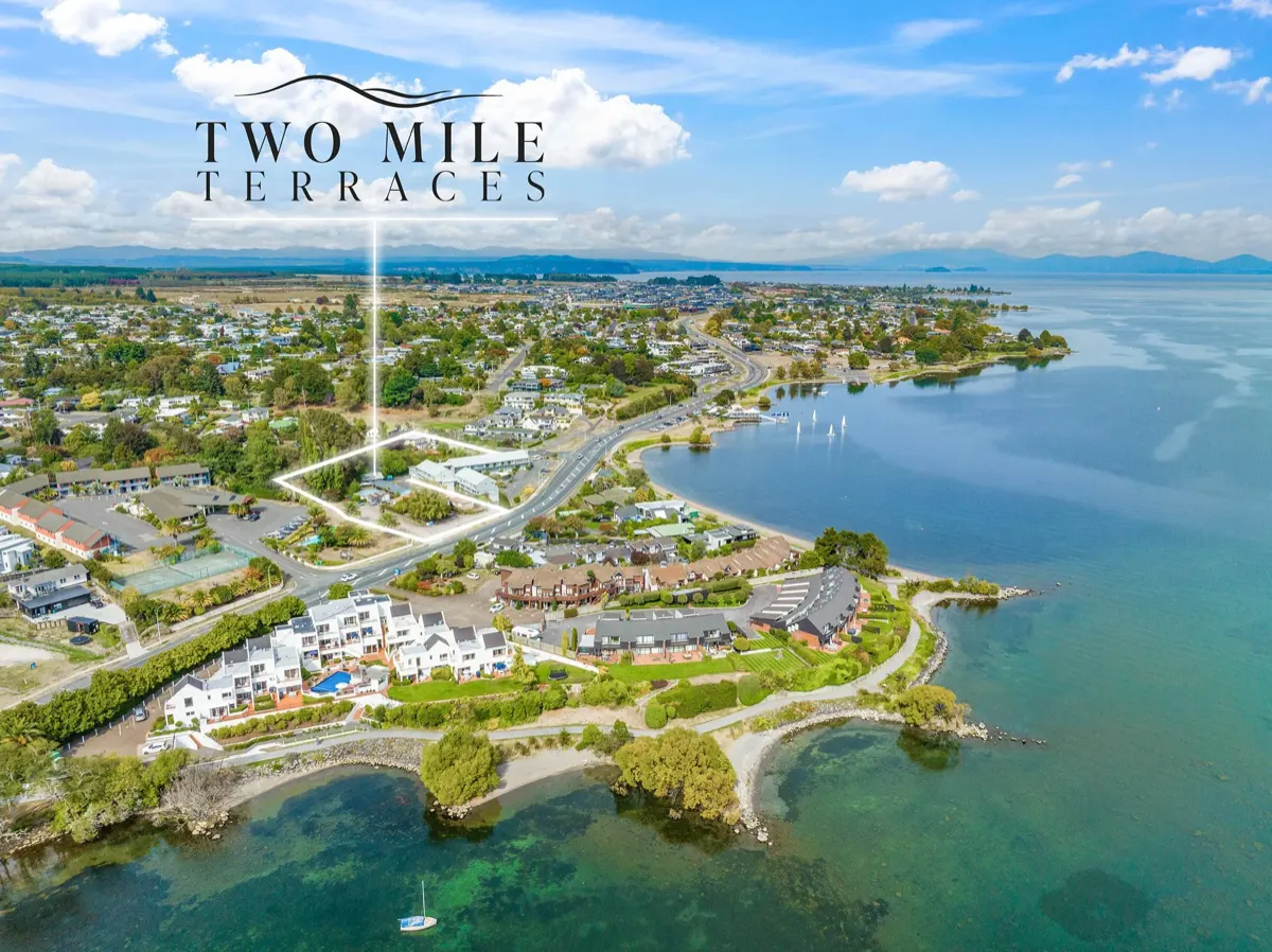 Aerial view of Two Mile Bay on Lake Taupō